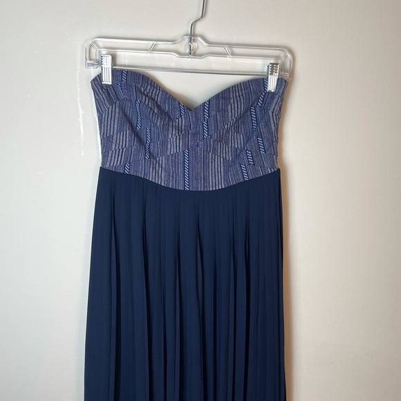 SABINE Navy Pleated Strapless Maxi Dress Size S - Picture 2 of 13